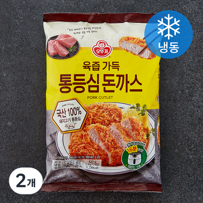 오뚜기 육즙 가득 통등심 돈까스 (냉동), 420g, 2개