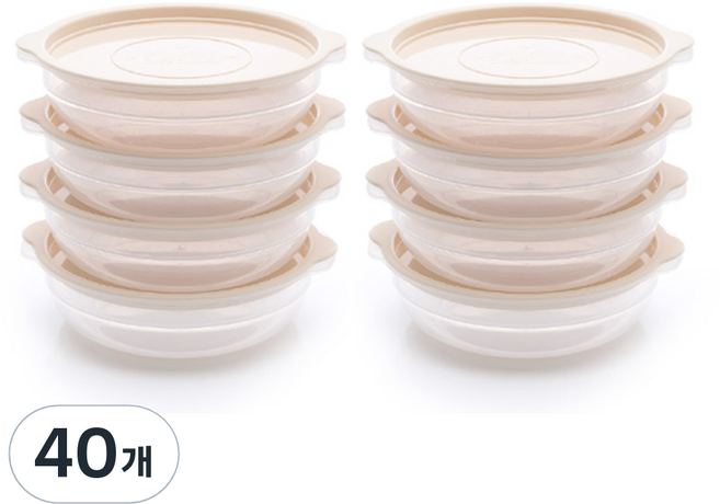 심플 쿡앤밥 전자레인지용 냉동밥 보관용기 아이보리 대 450ml, 40개, 단품