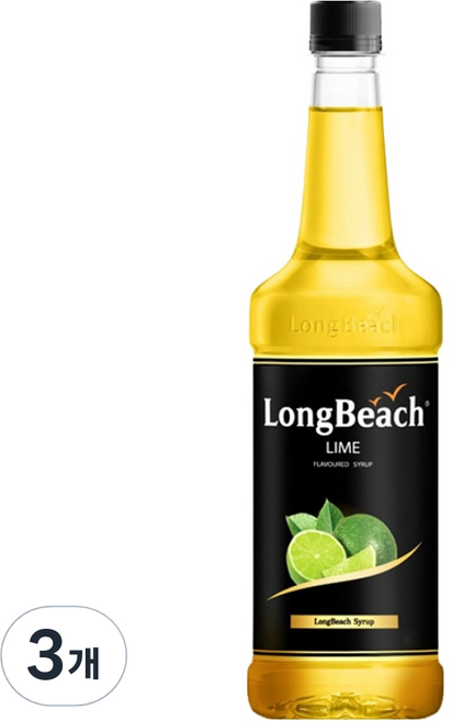 롱비치 과일 라임 카페 설탕 시럽, 740ml, 3개