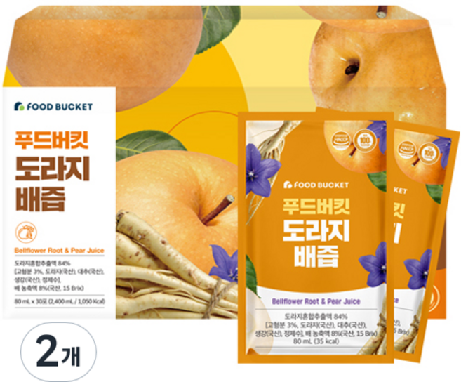 푸드버킷 도라지배즙 30포, 2.4L