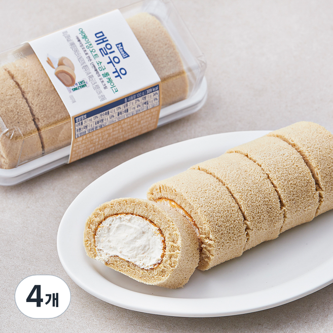 매일유업 매일우유 어메이징 오트 소금 롤 케이크, 100g, 4개