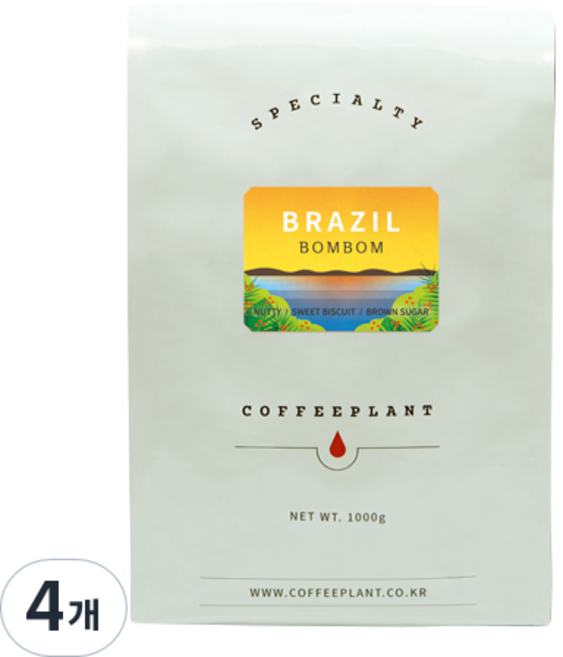 커피플랜트 브라질 봄봄 원두, 1kg, 4개, 홀빈(분쇄안함)