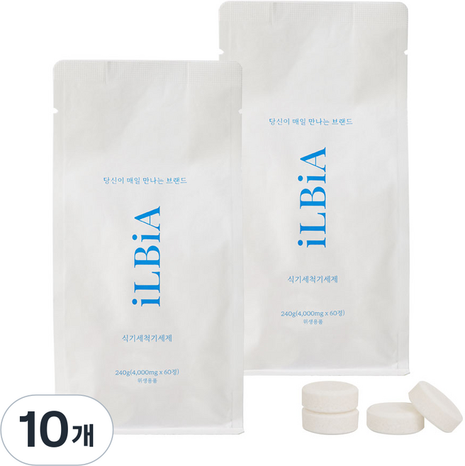 일비아 올인원 식기세척기 세제 타블릿, 240g, 10개