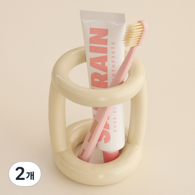 달팽이리빙 몽글몽글 칫솔꽂이 L, 크림 화이트, 2개