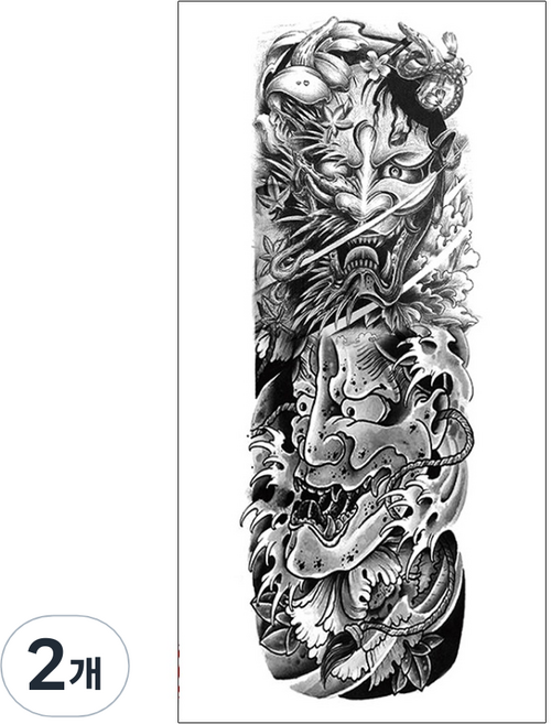 젤루나 남성용 긴팔 셀프 문신 타투 스티커, T-65, 2개