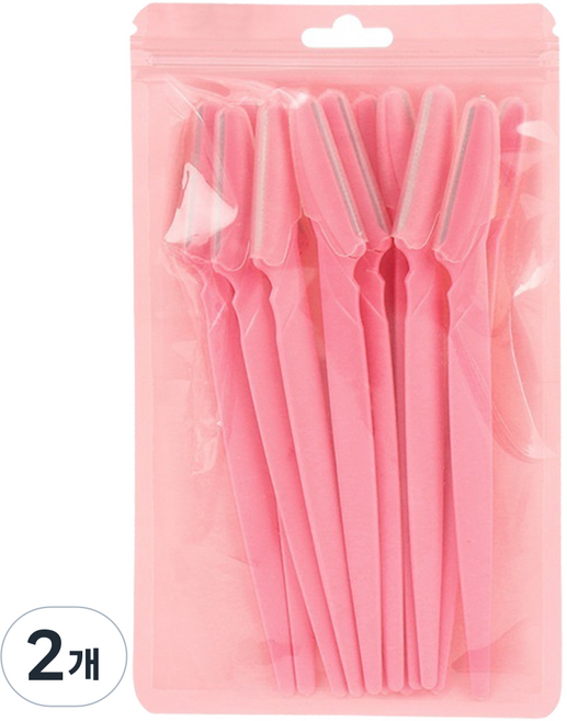 아리나라 직선 손잡이 눈썹정리칼 12p, 2개, 진한 핑크