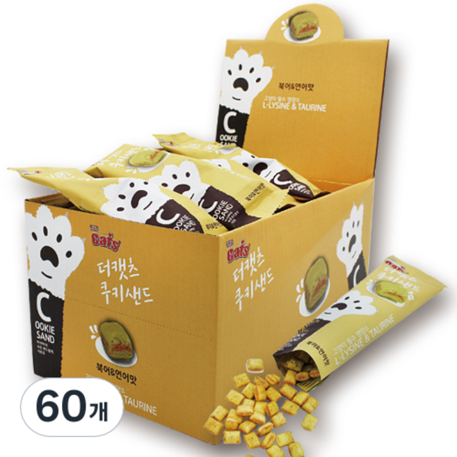 더캣츠 쿠키샌드 고양이간식, 북어&연어, 20g, 60개