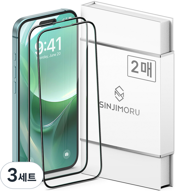 신지모루 풀커버 하이브리드 강화유리 휴대폰 액정보호필름 2매입, 3세트