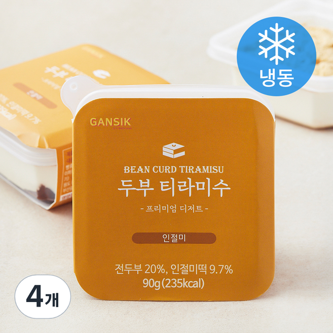 GANSIK 두부 티라미수 인절미 (냉동), 90g, 4개