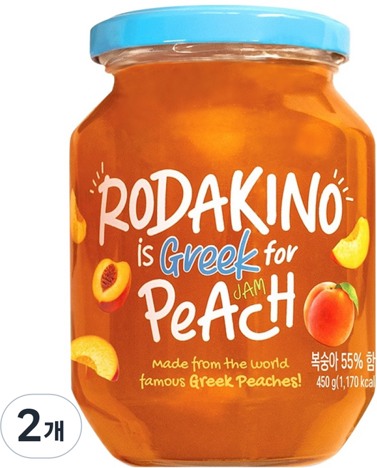 로다키노 그릭 복숭아 잼, 450g, 2개