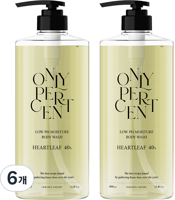 온리퍼센트 어성초 40 약산성 모이스처 바디워시, 6개, 1L