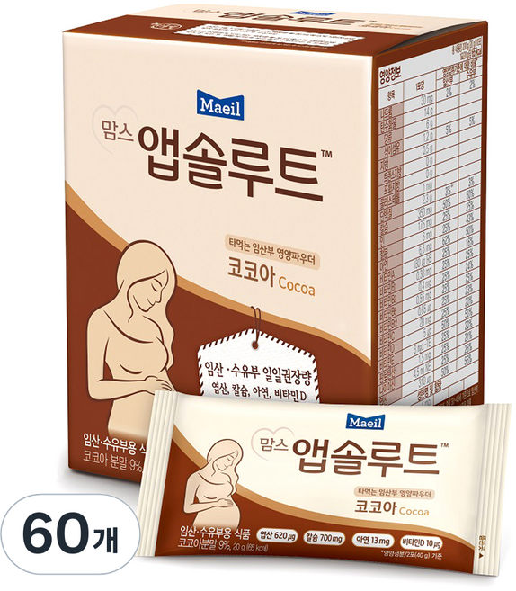 맘스앱솔루트 코코아 임산부 영양파우더, 200g, 6개
