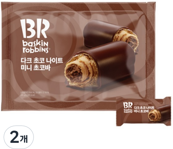 배스킨라빈스 다크 초코 나이트 미니 초코바, 405g, 2개