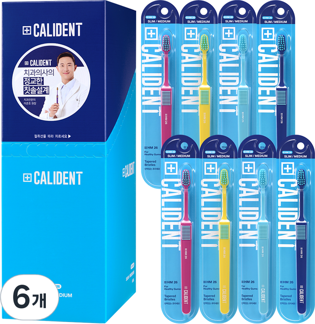 칼리덴트 슬림 미디엄 칫솔, 8개입, 6개