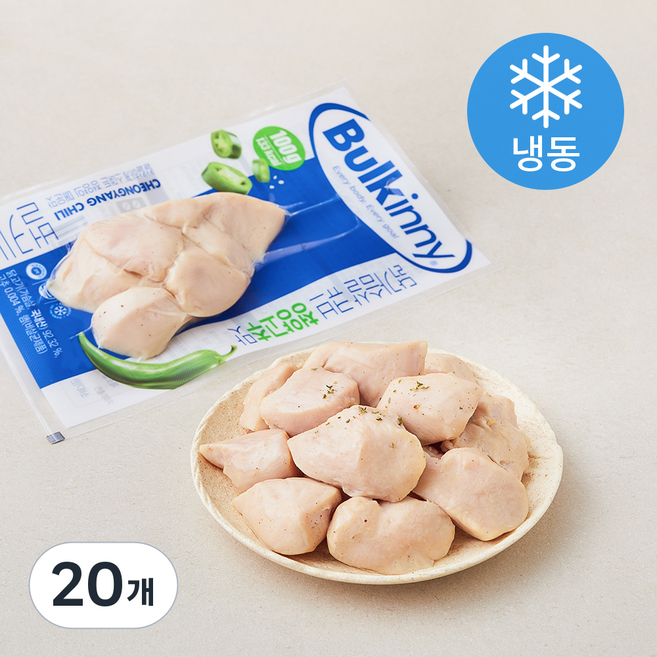 벌키니 닭가슴살 큐브 청양고추맛 (냉동), 100g, 20개, 1개입