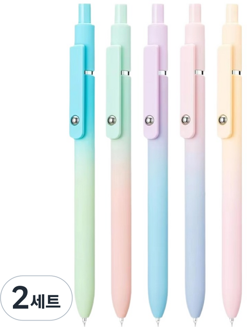 모더너리 퀵드라이 젤펜 오로라 간호사 볼펜 0.7mm 5종 세트, 검정, 2세트