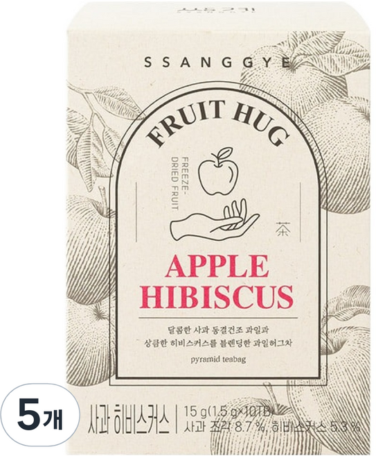 쌍계명차 과일 허그티 사과 히비스커스, 1.5g, 10개입, 5개