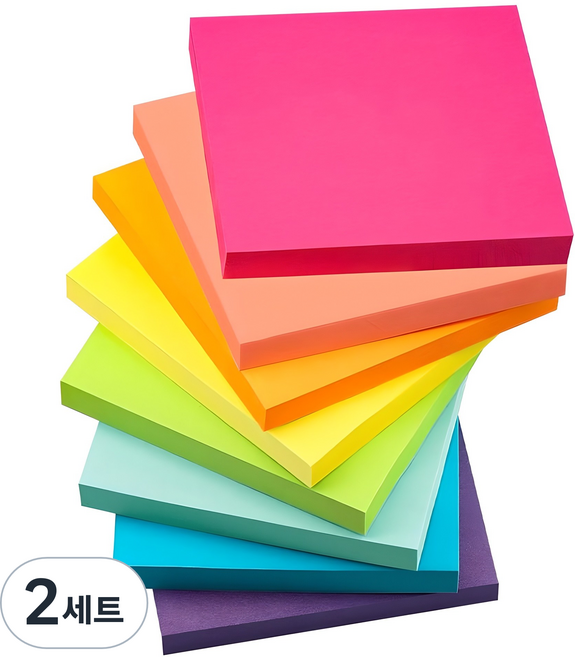 동아피엠에스 형광 점착 메모 패드 8색 세트 76 x 76 mm, 혼합색상, 400매, 2세트