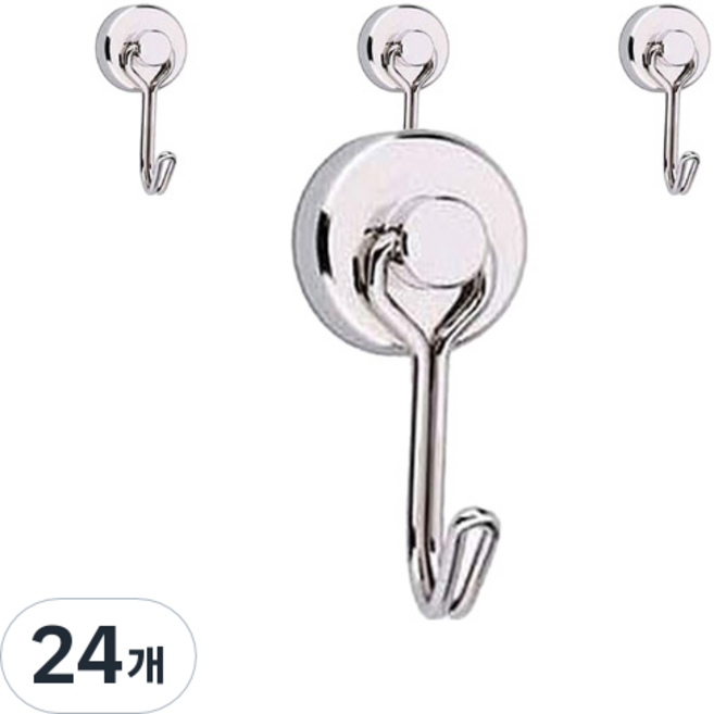 플라카 360도 회전형 자석 고리 후크 16mm, 실버, 24개