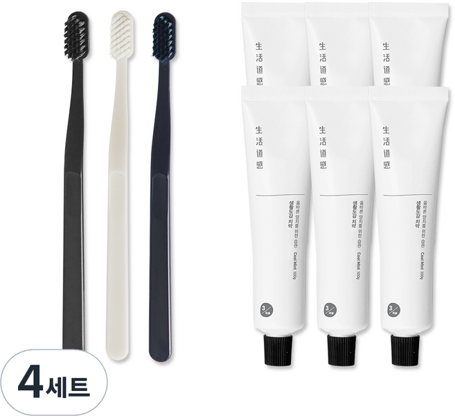 생활도감 치약 6p + 칫솔 3p, 4세트