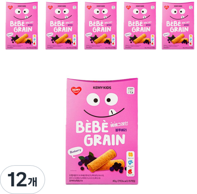 캐미키즈 베베그레인 유아곡물과자, 12개, 블루베리, 40g