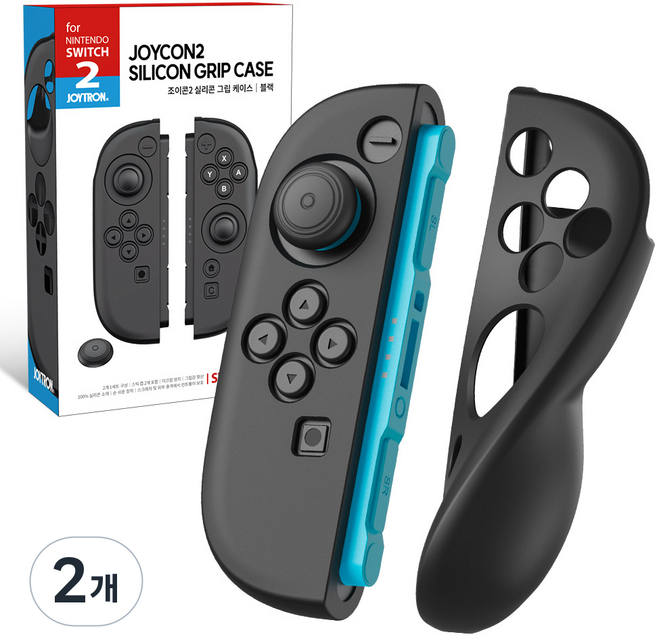 JOYTRON 任天堂 Switch 2 Joy-Con 2 矽膠握把 2入組, SW2-CASE04, 2個, 黑色