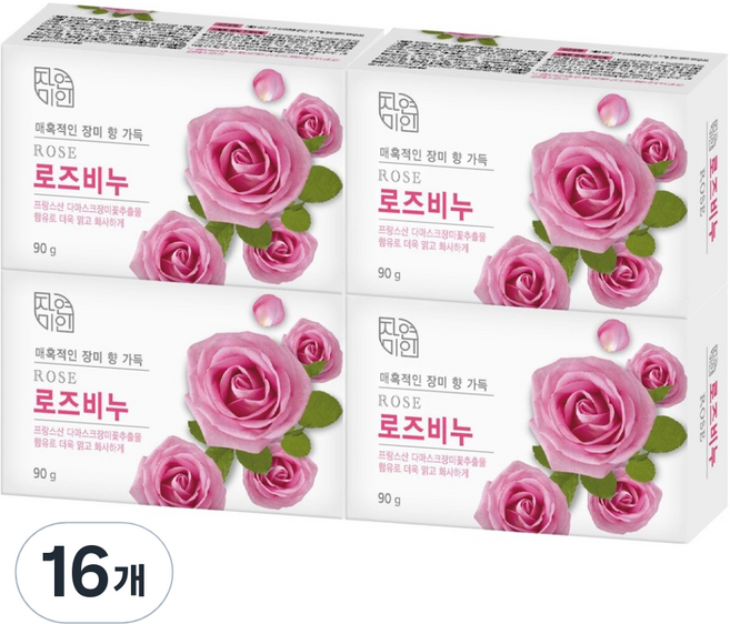 자연미인 로즈비누 장미향, 90g, 16개입