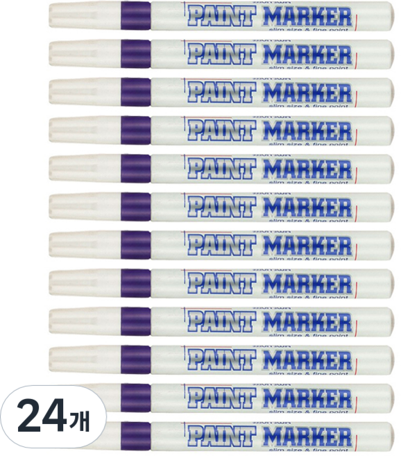 문화연필 세필 페인트마카 보라 3mm, 24개, 1색