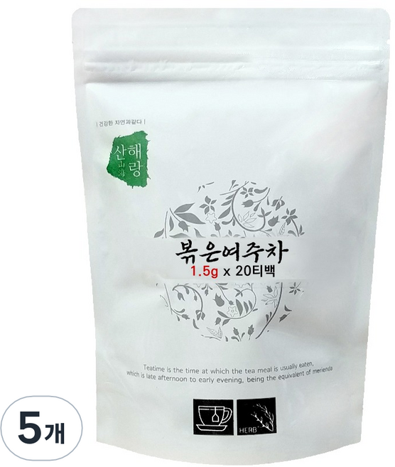 산해랑 국내산 수제 볶은 여주차 티백, 1.5g, 5개, 20개입