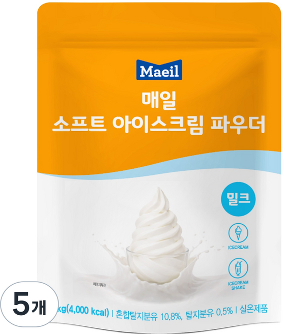 매일유업 소프트 아이스크림 파우더 밀크, 1kg, 5개