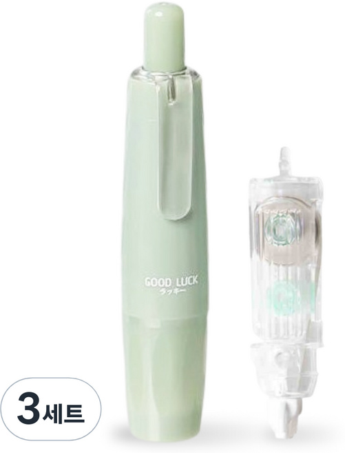 쿠말 360도 회전 접착 양면 풀테이프 6mm x 5m + 리필 세트, 애플민트, 3세트