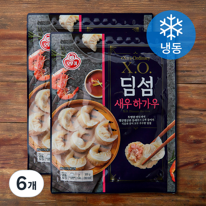 오뚜기 X O 딤섬 새우 하가우 만두 (냉동), 300g, 6개