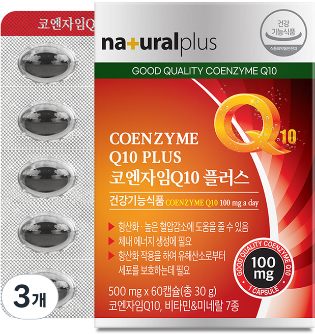 내츄럴플러스 코엔자임Q10 플러스, 60정, 3개