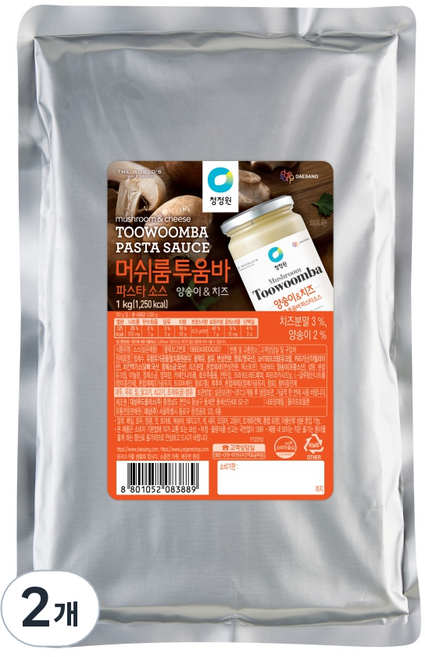 청정원 머쉬룸 투움바 소스, 1kg, 2개