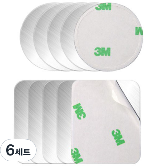 플라이토 차량용 핸드폰 자석 거치대 철판 원형 40mm x 5p + 사각 40 x 50 mm x 5p 세트, 6세트