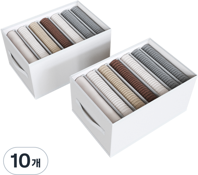 하비티 접이식 칸막이 의류 정리함 36x25x20cm, 화이트, 10개