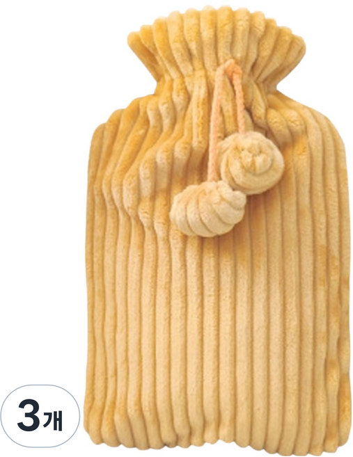 솔르 뜨거운 물병 물 채우기 손난로 온수찜질팩 2000ml 옐로우 21 x 33 x 3 cm, 3개