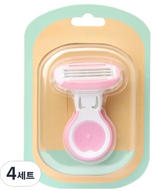 바롬몰 여성용 간편한 면도기 핑크 홀더 5 x 7.5 cm + 블레이드 + 블레이드커버 세트, 4세트