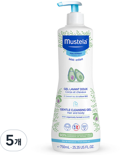 무스텔라 젠틀 탑투토 클렌징 젤, 750ml, 5개