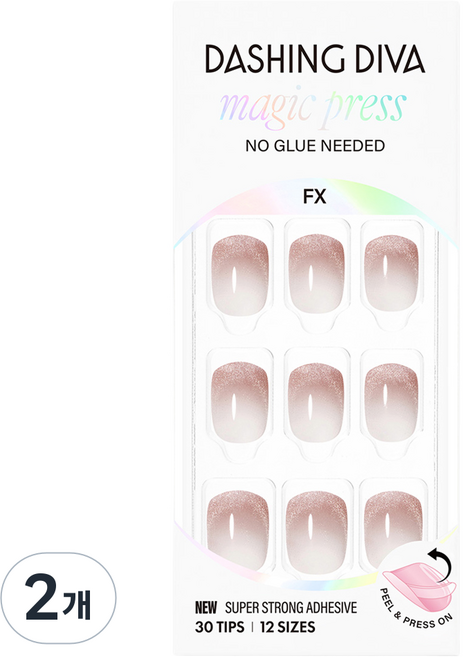 데싱디바 매직프레스 네일팁 숏 스퀘어, 푸딩, 2개