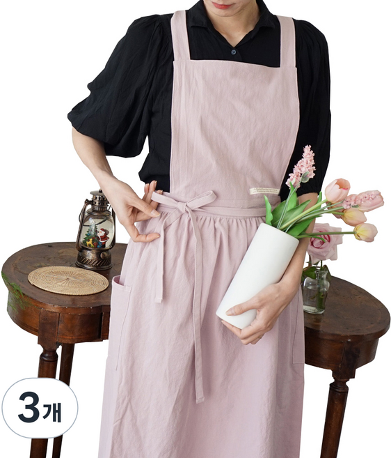 잇츠온 코튼 파스텔 원피스 앞치마, 핑크, 3개