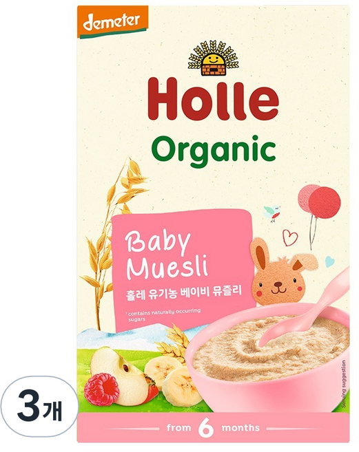 홀레 유아용 유기농 영유아식, 혼합맛, 250g, 3개