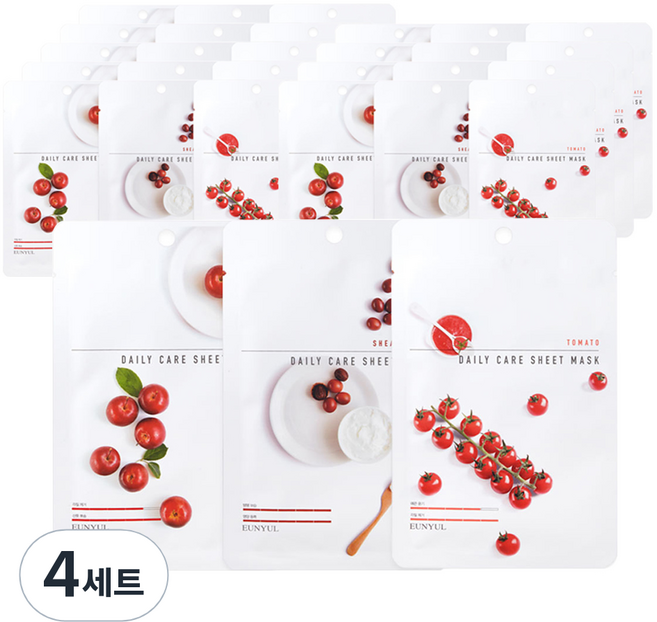 은율 데일리케어 시트 마스크팩 영양공급 사과 10p + 시어버터 10p + 토마토 10p, 30개입, 4개