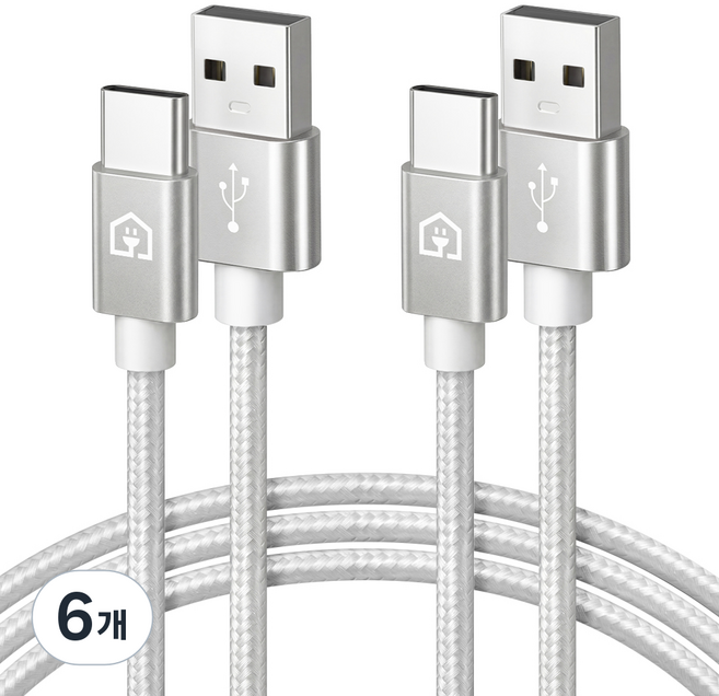 홈플래닛 패브릭 고속충전케이블 C타입, 1.5m, 실버, 6개