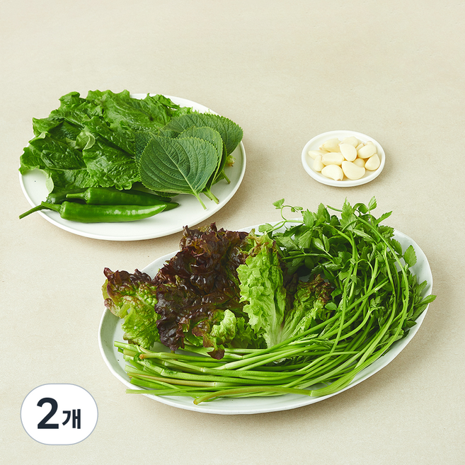 미나리가 있는 구이용 모듬쌈, 2개, 350g