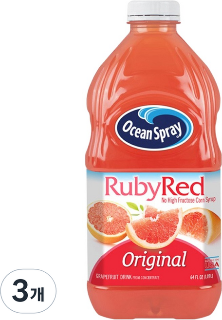오션스프레이 루비 레드 자몽 드링크, 1.89L, 3개