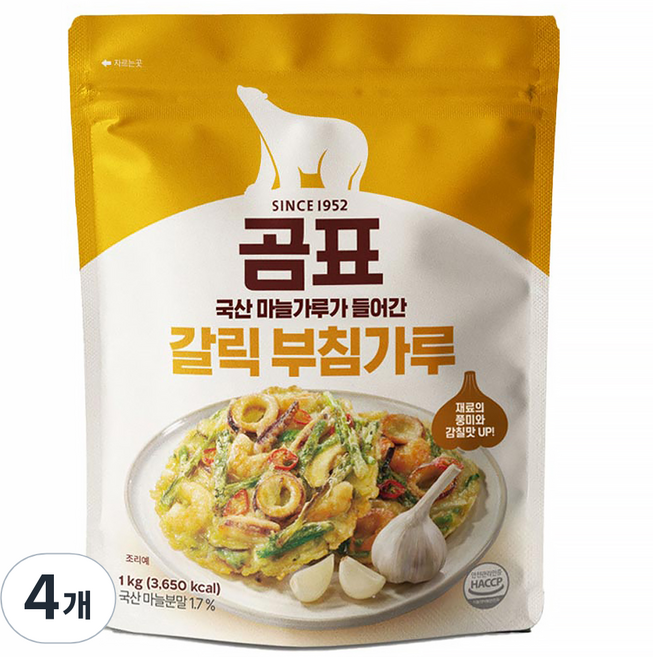 곰표 갈릭 부침가루, 1kg, 4개
