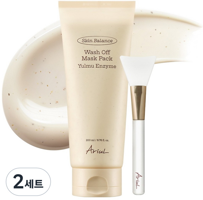 아리얼 스킨 밸런스 율무 효소 워시오프 마스크팩 200ml + 스패출러 세트, 2세트