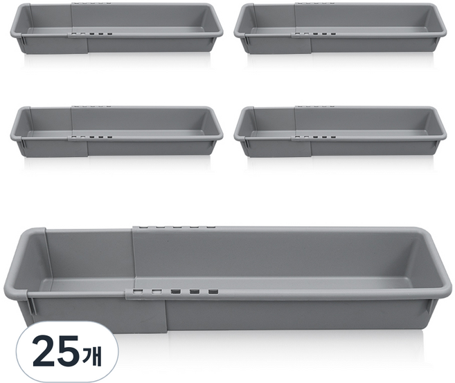 올유리빙 길이조절 바스켓, 그레이, 2호, 25개