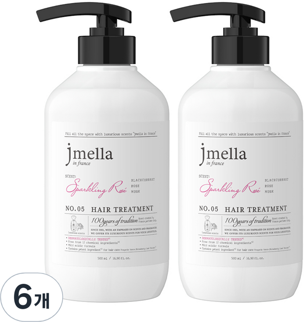 제이멜라 인 프랑스 스파클링 로제 헤어 트리트먼트 프루티 로즈향, 6개, 500ml